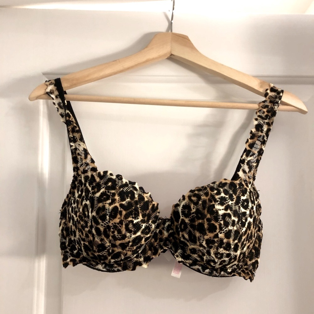 Victoria’s Secret PINK Leopard push up bra 34D EUC